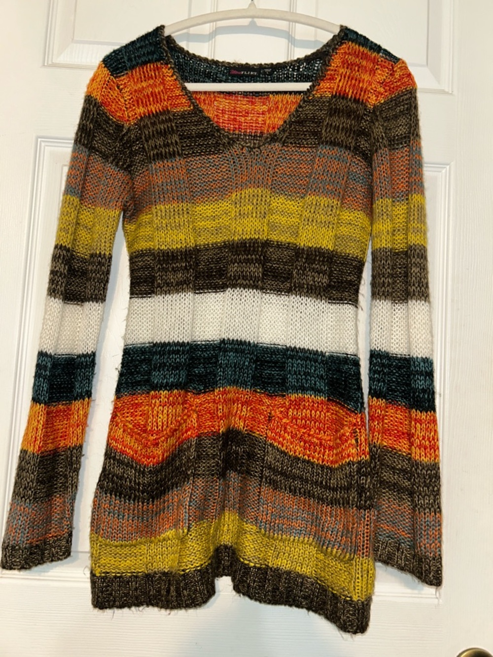 Ultra Flirt Boho Striped Knit Sweater Hippie Festival Cozy Fall Tunic